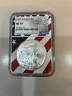2005 $1 American Silver Eagle 1oz .999 Silver NGC MS69 Patriotic Flag Label Core