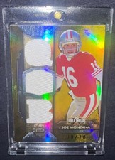 2012 TRIPLE THREADS JOE MONTANA IMMORTAL 49ERS GAME USED TRIPLE PATCH #9/18 GOLD