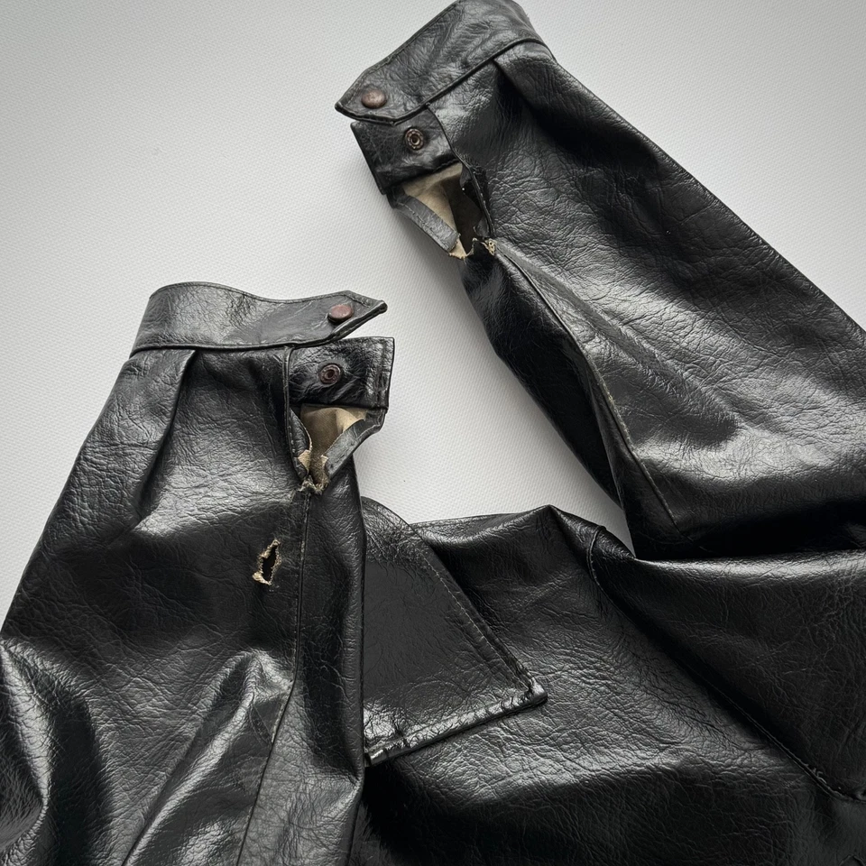 Vintage 1960s, 1950s Swiss Cyclist Black Leather Faded Jacket - Image 4 of 4