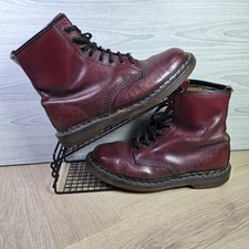 Vintage Dr Martens Boots Mens UK Size 8 Oxblood 1460 8 Hole Leather Lace Up Shoe