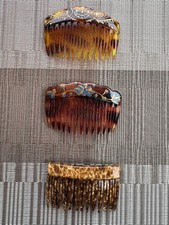 3 Vintage Faux Tortoise Shell Side Hair Combs France