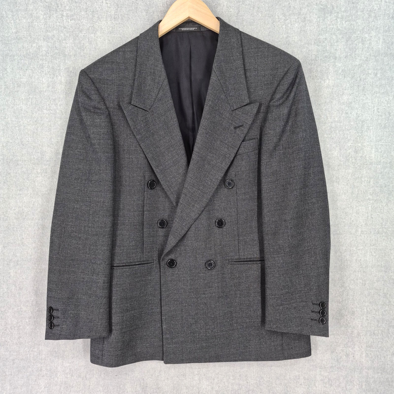 Givenchy Paris Blazer Men 38C Gray Double Breasted Wool Jacket Structured Formal