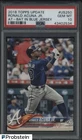 2018 Topps Update Ronald Acuna Jr At Bat In Blue Jersey RC Rookie PSA 10