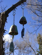 Paolo Soleri SMALL BELL DUO  2 Bronze Wind Bells Complimentary Tone & Appearance