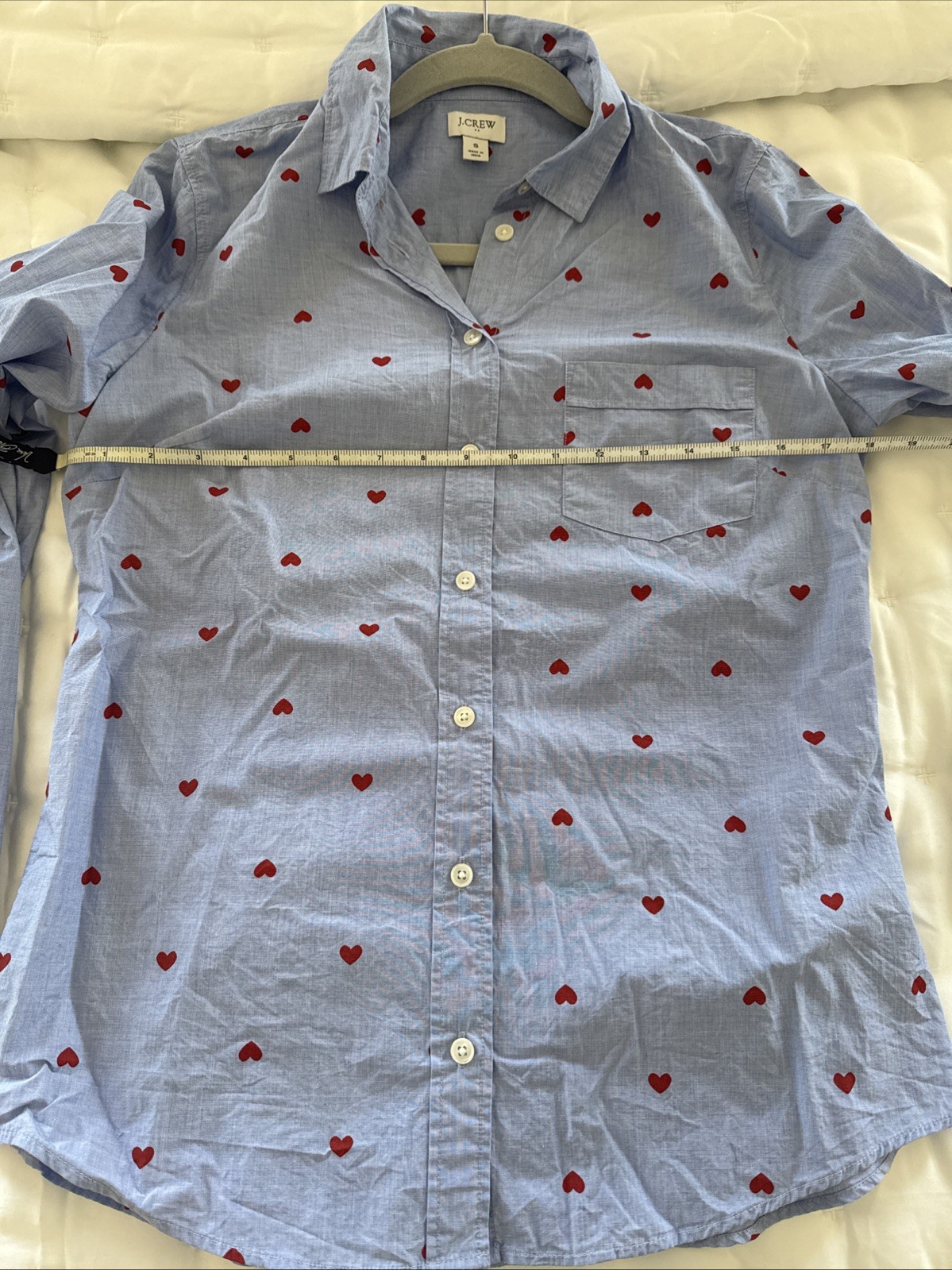 Jcrew Red Hearts Small EUC Printed button-up shir… - image 8