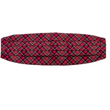 Vintage Tartan Plaid Cummerbund D J Anderson Woven In Scotland 31 Waist Red