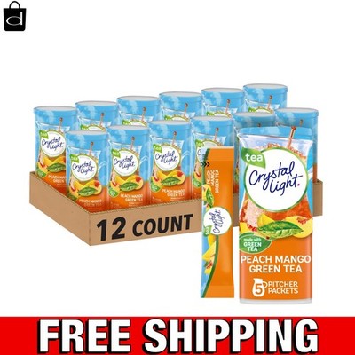 Naturally Flavored Peach Mango Green Tea Mix - 12 Canisters, 5 Servings Each