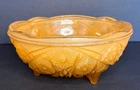 Vintage Jeannette Carnival Glass Frosted Ombre Amber Footed Bowl 7"
