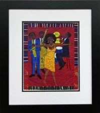 Faith Ringgold "Jazz Stories #1 - Mama Can Sing 2004" New Custom Framed BlackArt