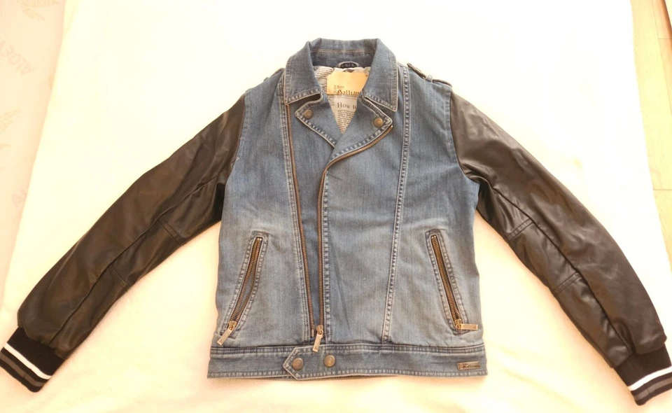 John Galliano Real Leather Denim Jacket Boys RARE Luxury Vintage RRP £299 - Image 4 of 4