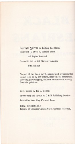 BLACK LESBIANS An Annotated Bibliography (J R Roberts/1swt US/Naiad Press/1981) - Picture 4 of 4