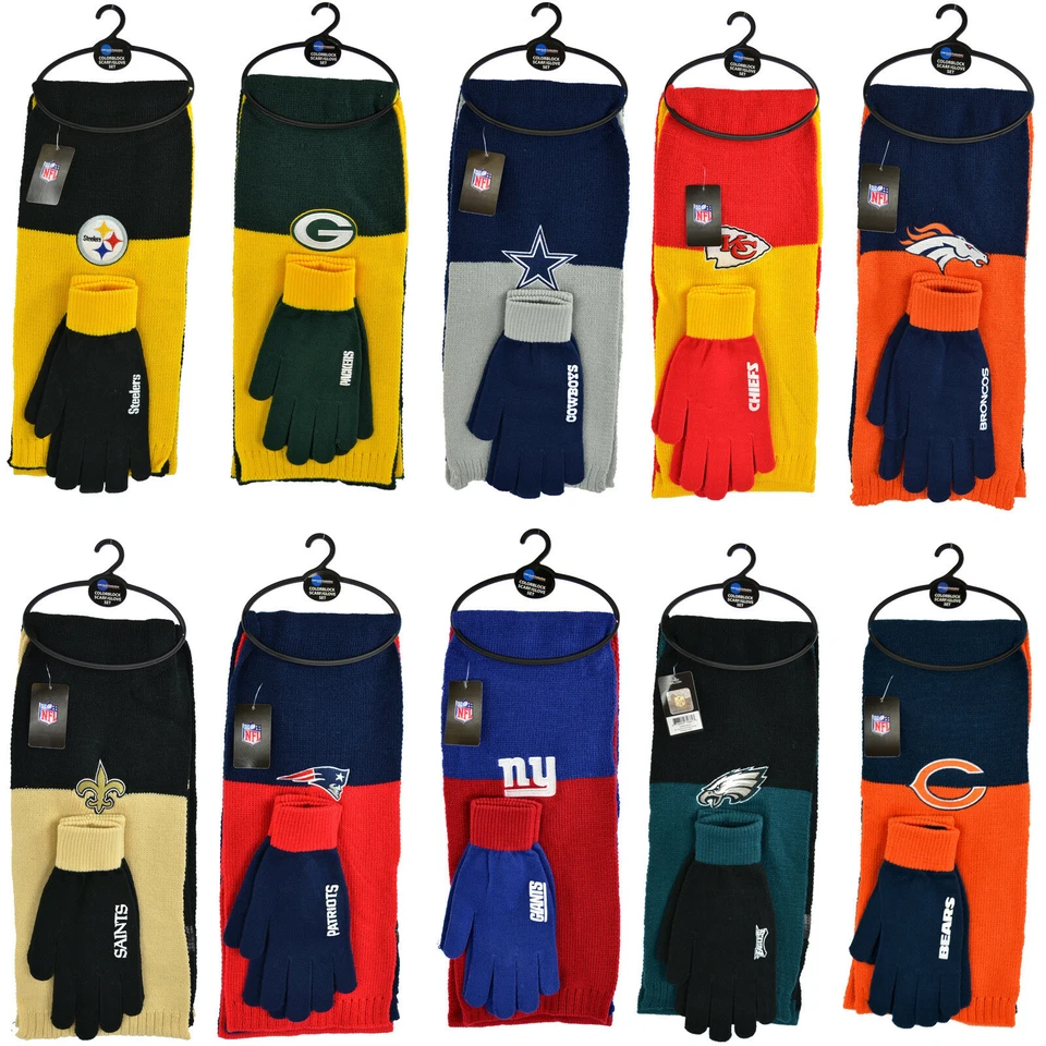 LITTLE EARTH PRODUCTIONS New 3PC NFL Colorblock Scarf & Glove Gift Set
