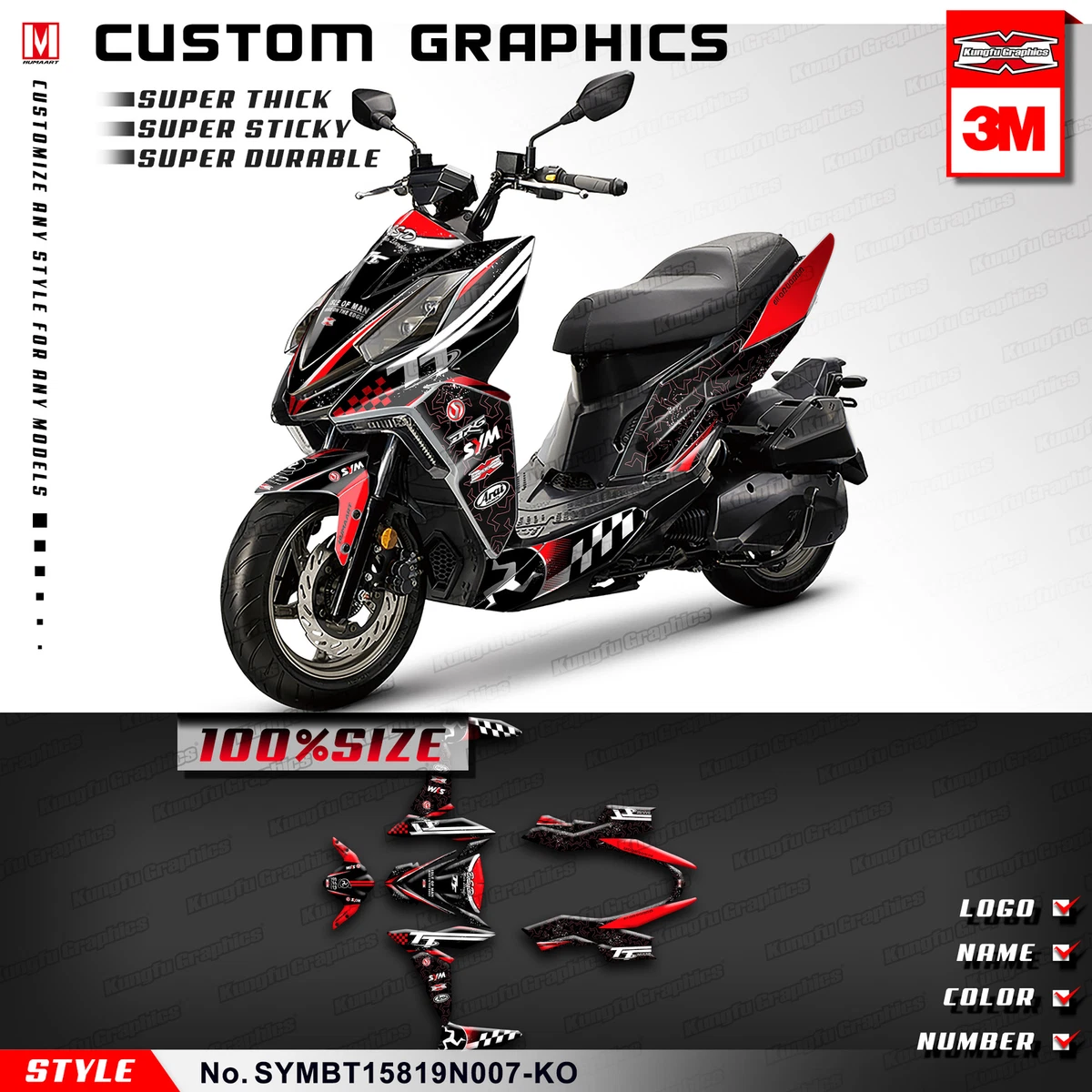 Kungfu Graphics Vinyl Stickers Wrap Decor for SYM DRG BT 158 BT158