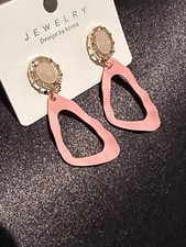 Pink Trangle Drop Earrings Sterling Silver 925