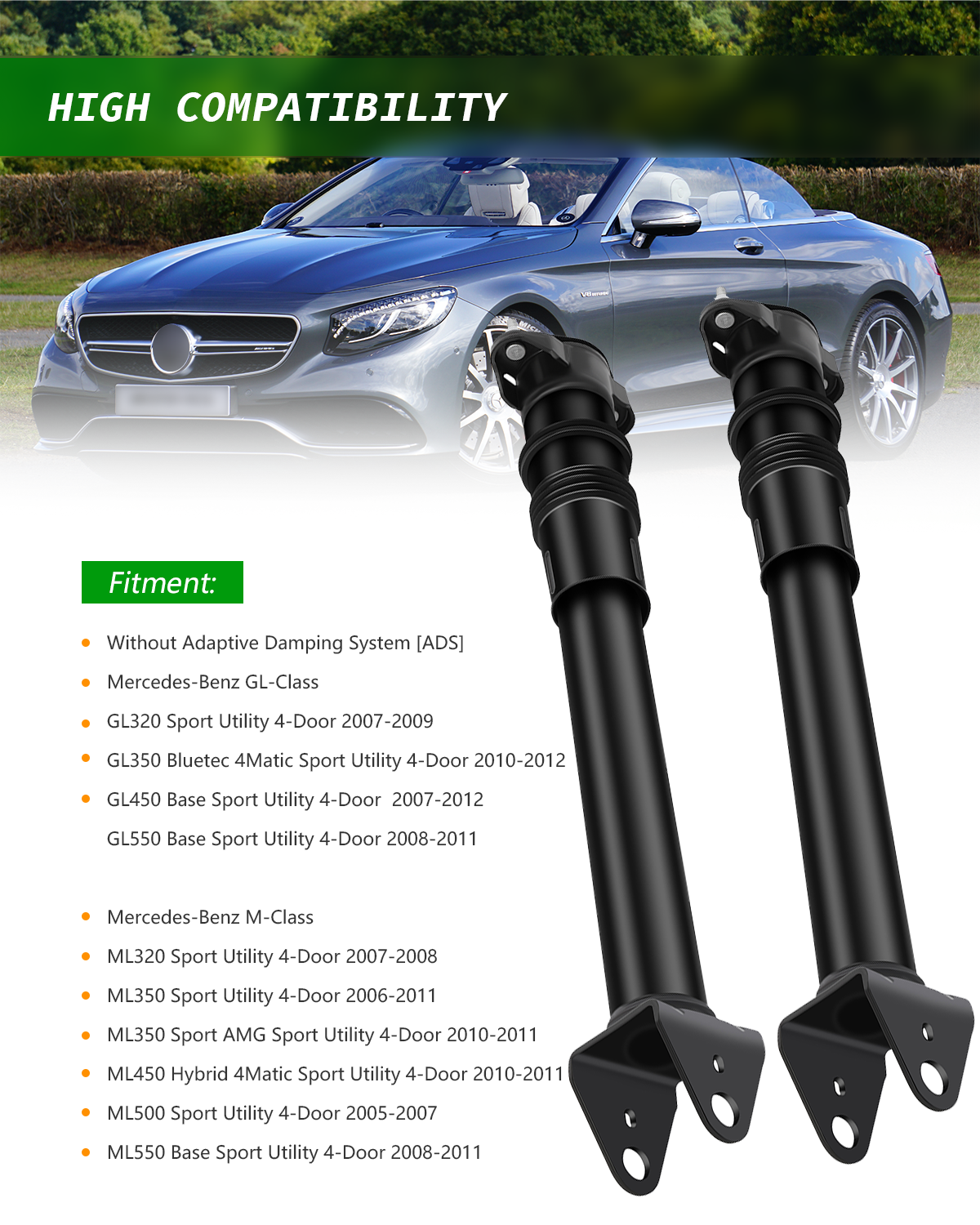 Fits Mercedes X164 GL450 GL550 W164 ML320 ML350 Rear L+R Air Suspension ...