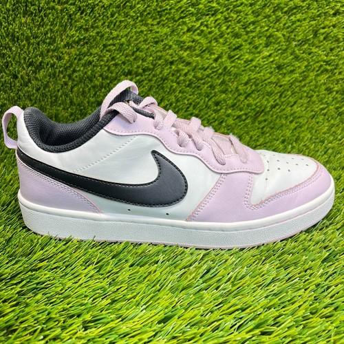 Nike Court Borough 2 Low Girls Size 7Y White Pink Black Athletic Shoes Sneakers