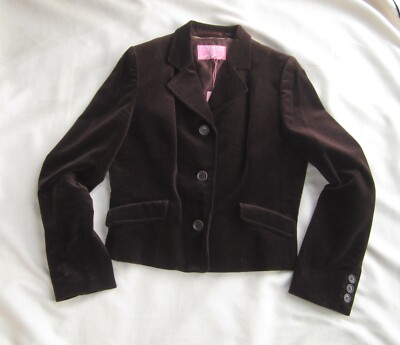CHARLES TYRWHITT LUXUS JACKE AUS SAMT DAMEN GR UK 14 /EU 38 SCHOKOBRAUN NEU CHIC
