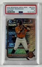 Anthony Rodriguez 2022 Bowman Chrome 1st Mega Box Mojo Refractor Giants PSA 9