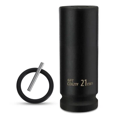 ADAM DEALS 21mm Metric Deep Scaffolders, Scaffolding Impact Socket 1/2" Drive with Pin
