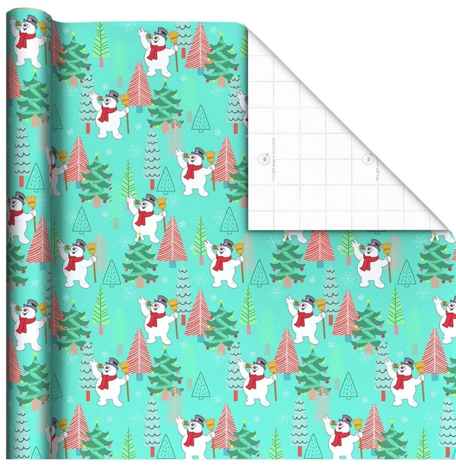 Papel de envolver Hallmark Navidad Frosty The Snowman Jumbo rollo 70 pies cuadrados vacaciones Foto 2 de 4