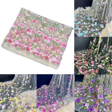 DIY Lace Fabric 3D Plant Embroidered Fabric Rose Mesh Flower Fabric