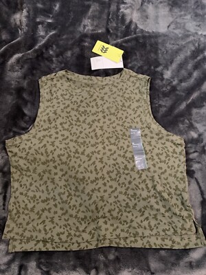 All In Motion Dark Olive Green Active Cropped Tank Top Women s SM NWT