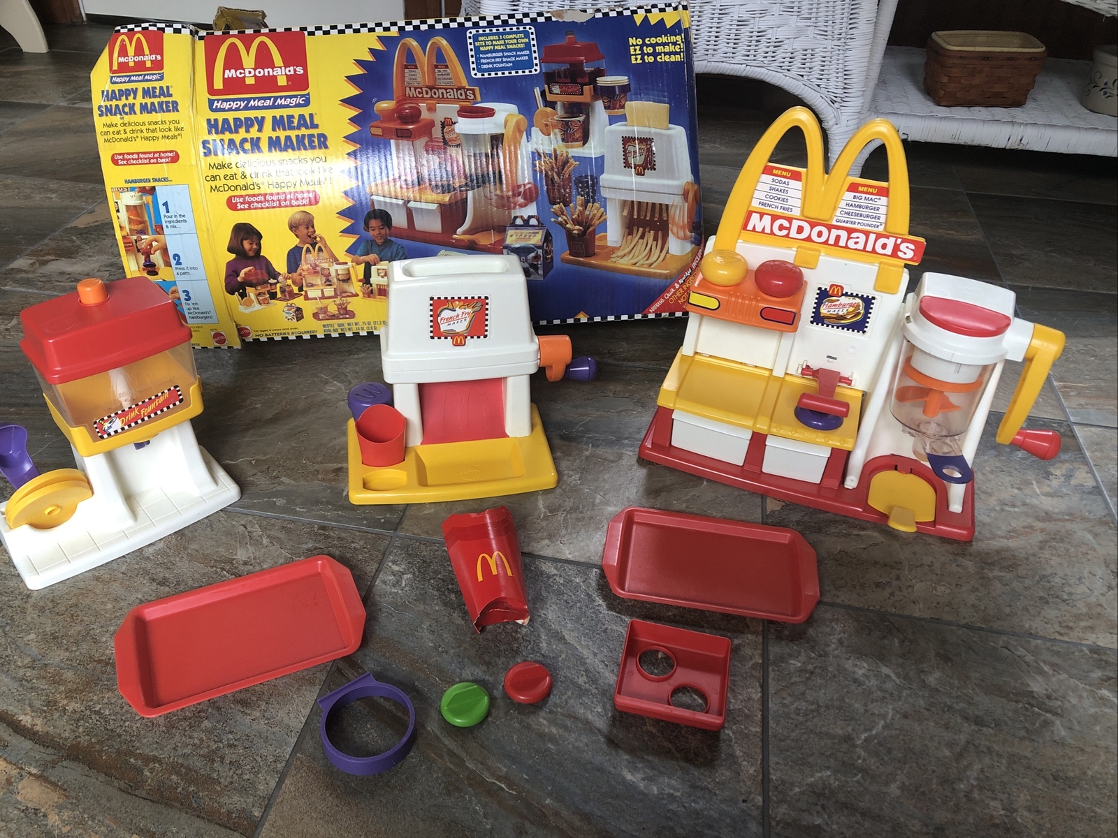 McDonald's Happy Meal Snack Maker Soda Fountain, Fry Maker, Hamburger Maker 1993 CDE