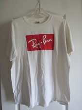 Vintage Ray Ban White w/ Red Border Tee T Shirt Mens size: Large Fruit Loom