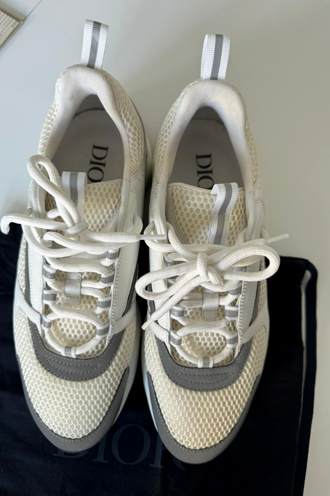 DIOR B22 WHITE TECHNICAL MESH + WHITE & SILVER CALFSKIN UK 10, EU 44 SNEAKER image 9