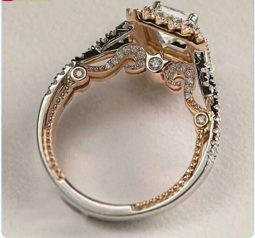 Art Deco 2Ct Emerald Cut Simulated Diamond 925 Silver Engagement Bridal Ring