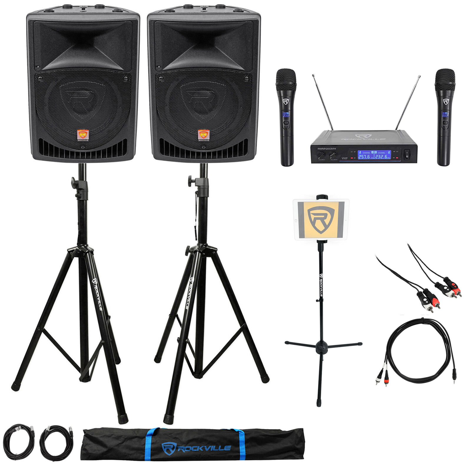 Rockville Dual 8 Phone/ipad/Laptop  Karaoke Machine/System+Wireless  Mics