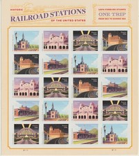 Sheet of 20 USPS Historic Railroad Stations of The US 1 ounce rate Stamps