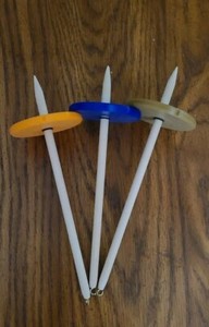 Lot Of 3 Bottom Whorl Drop Spindles 3 Colors