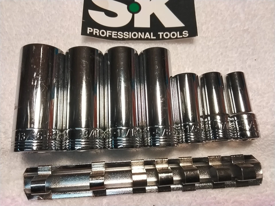 S-K  7PC  3/8" DRIVE DEEP  SOCKET SET  SPLINE  SAE  - Image 2 of 4
