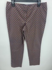 Talbots Pants Womens 8 Colorful Artsy Print Signature Fit Flat Front Preppy Boho