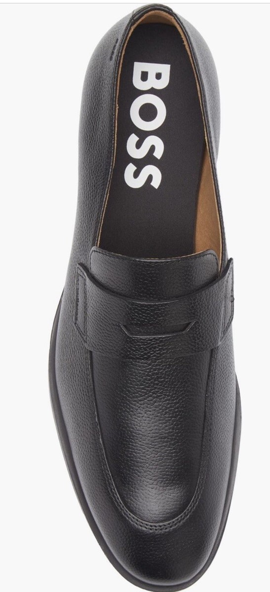 New Hugo Boss Men Leather Penny Loafer Black 8 8.5 10 10.5  display picture 2