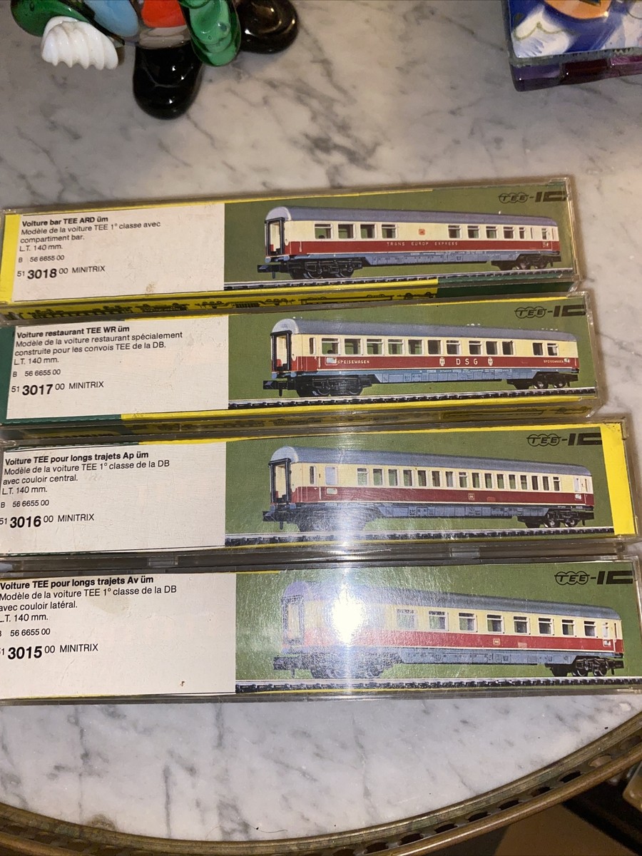 Minitrix SNCF Lot De 4 Voitures TEE -Bar-restaurant-long Trajet