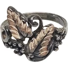 Antique Sterling Silver 925 Grapevine Cluster And Leaf Ring Sz 5.5 Deep Cut Leaf