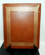Vintage Leather Permo Library Album 22k Gold Tooled Unused 81 Pgs 9.5x12"