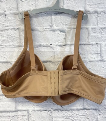 CACIQUE bra womens 46D lined balconette underwire brown tan