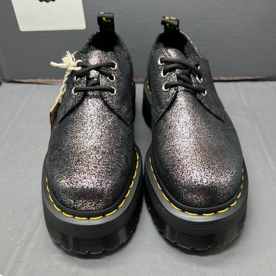 Dr. Martens 1461 Quad Fur Lined Metallic Leather Platform Shoes Women Sz 6 NEW - Image 3 of 4