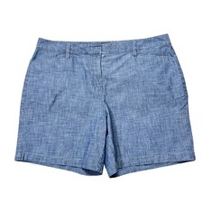 Lands End Mid Rise 100 Cotton Chambray Shorts Womens Size 18