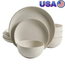 12 Piece Dinnerware Set Stoneware Service Four Dishwasher Microwave Safe New