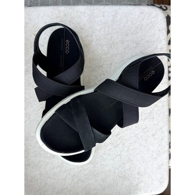 NEW ECCO Flowt W Black Strappy Elastic Sandals 27364302001 Womens EU 39 US 8-8.5