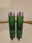 Anchor Hocking Wexford Glass Salt Pepper Shakers Set Vintage Emerald Green