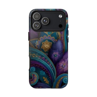 Phone Ink - iPhone | Galaxy | Pixel Case - Paisley Purple Teal Pattern
