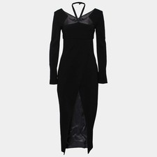 Chanel Black Stretch Knit CutOut Back Detail Midi Dress M