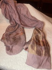 Elegant Sheer Mauve Shimmer Scarf Metallic Floral Embroidered Lightweight Wrap