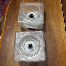 Coppia Di Applique Quadrate Anni 70 In Stile Mazzega, Design Italiano 