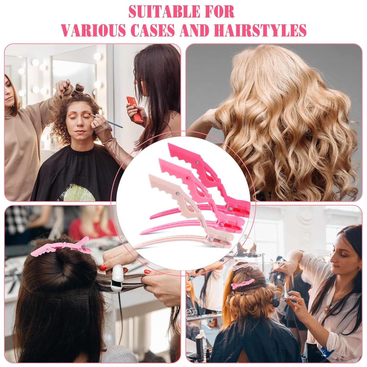 Havawish 12 Pcs Alligator Clips for Hair Styling Matte Pink 